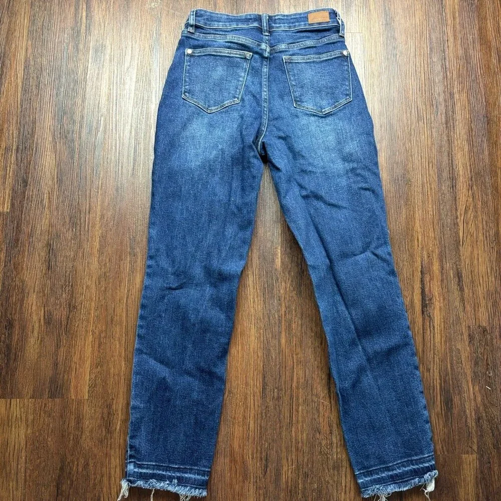 Judy Blue Slim Fit Jeans JB88704DK Dark Wash Raw Hem Women’s Size 3/26 - Picture 2 of 11